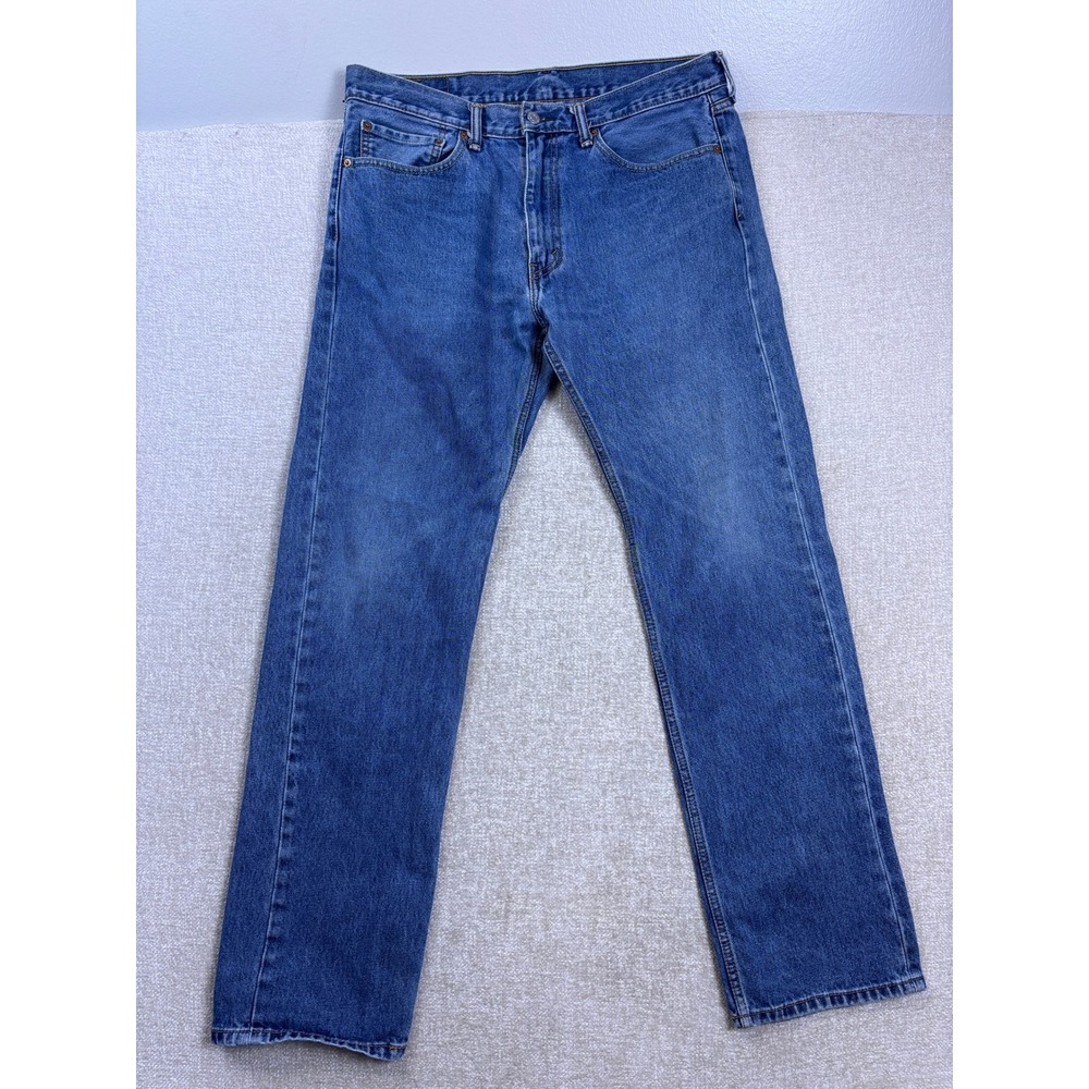 Levis 505 Regular Fit Straight Leg Blue Denim Jeans Mens 36x34 Medium Wash